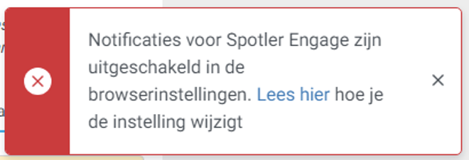 Foutmelding dat notificaties voor Spotler Engage zijn uitgeschakeld in de browserinstellingen
