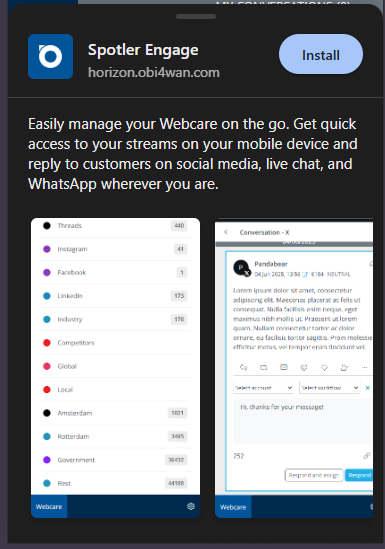 Engage PWA installatie Android stap