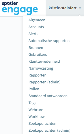 Tags in het hoofdmenu van Spotler Engage
