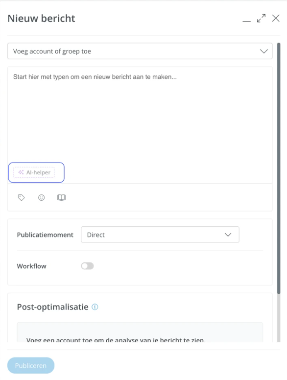 The AI helper in Publish of Spotler Engage
